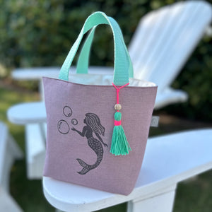 Handbedruckte Mini Tote Bag - Meerjungfrau